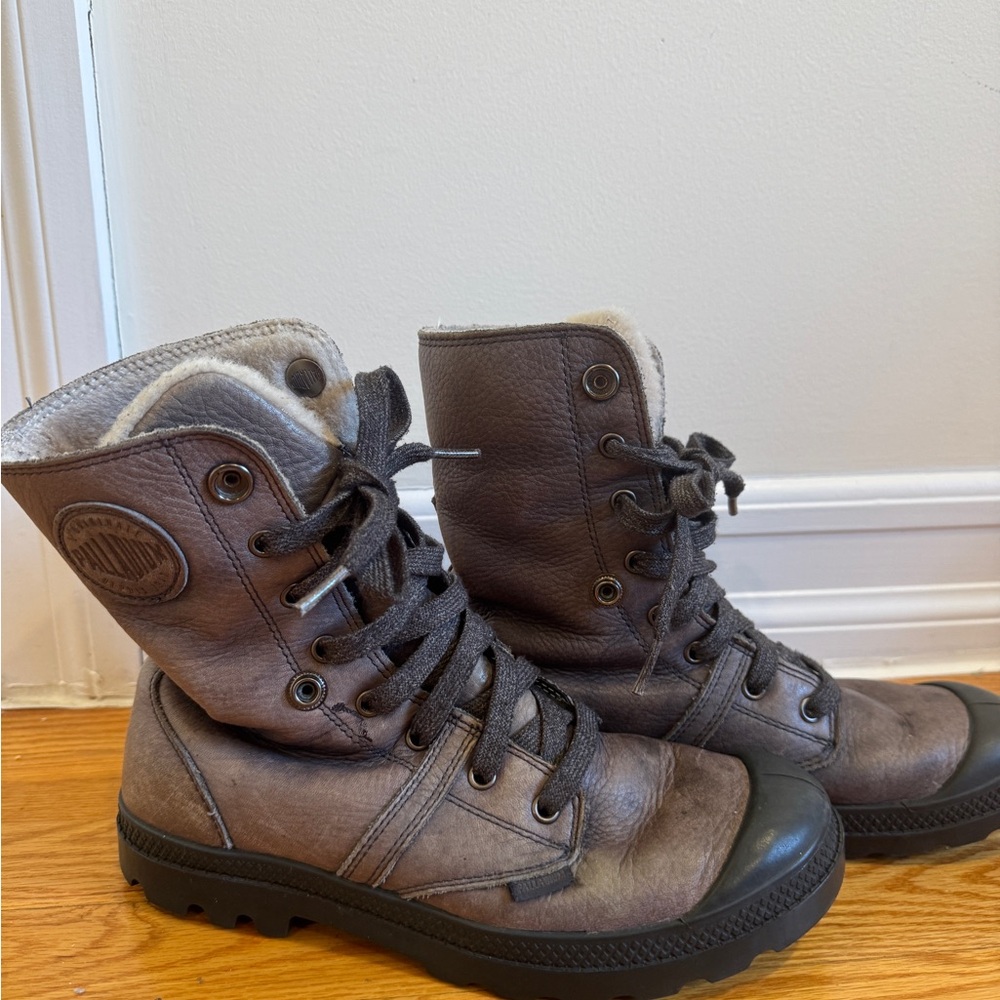 Palladium Taupe Leather Waterproof Boots